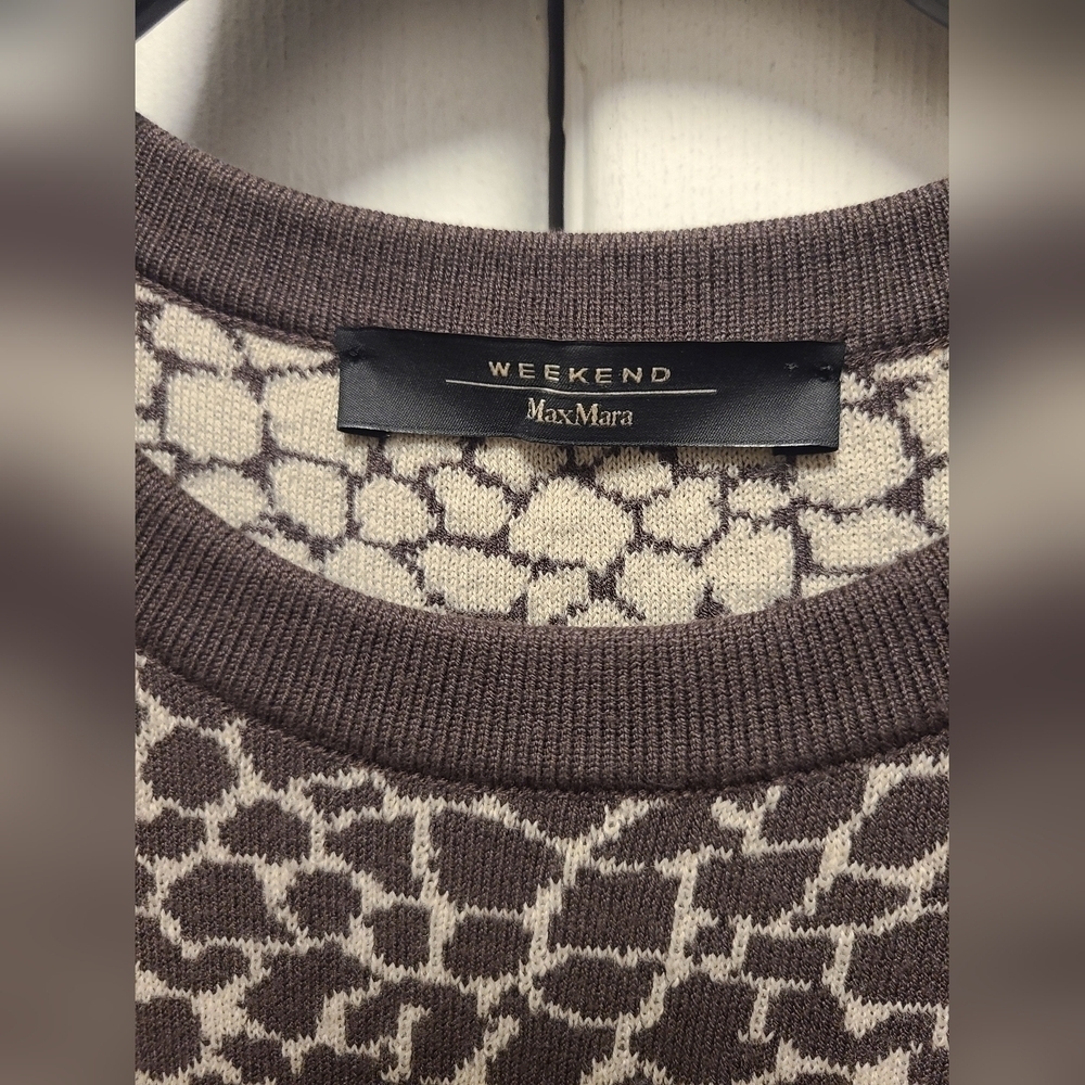 Weekend Max Mara Brown & Beige AnimalPrint Sweater Knit Stretch size S - Picture 3 of 8